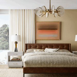 Anton bed genuine leather walnut standard length
