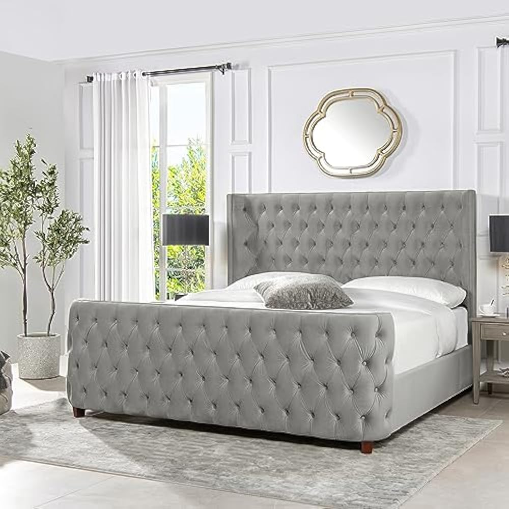 Caron bed velvet grey standard length