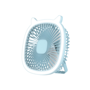 19cm rechargeable desk fan with led light- blue