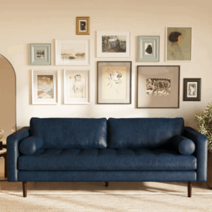 Marc 3 seater couch midnight blue genuine leather by INHOUSE