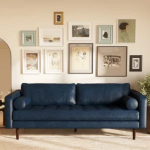 Marc 2 seater couch midnight blue genuine leather by INHOUSE