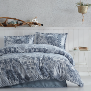 Pava duvet cover set- 100% cotton- blue- queen