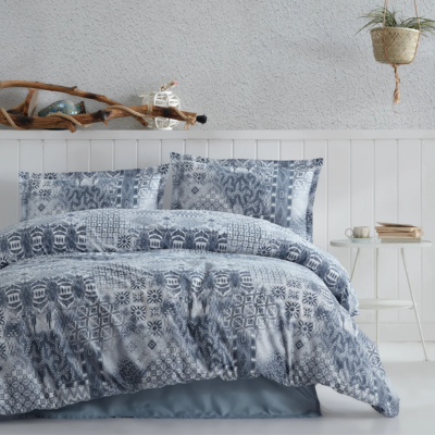 Pava duvet cover set- 100% cotton- blue- queen