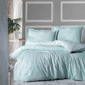 Lynn duvet cover set- 100% cotton- baby blue- double