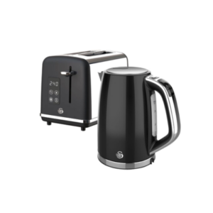 Digital cordless kettle & 2 slice toaster- black