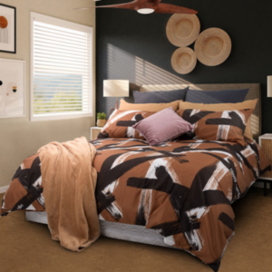 Silky feel duvet cover set – brush geo- queen