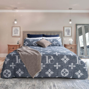 Silky feel duvet cover set– monogram denim- double