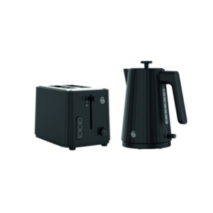 Wave 1.7l kettle & 2 slice toaster pack- black