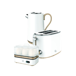 Cordless kettle, 2 slice toaster & egg boiler- white