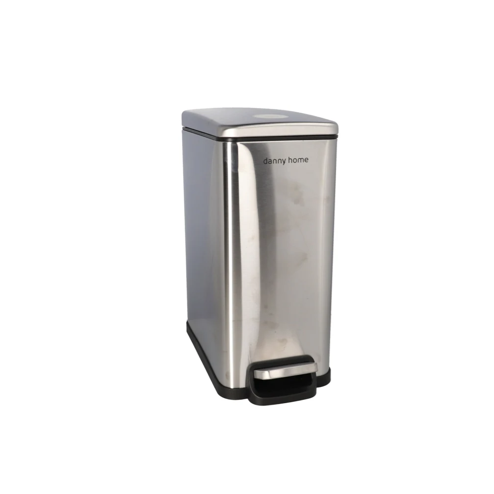 10L stainless steel garbage can with pedal silver