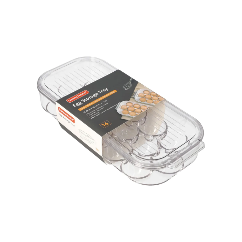 16 egg transparent storage tray with lid 31.5cm
