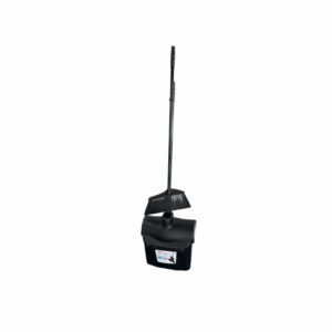Compact stainless dustpan and brush set black
