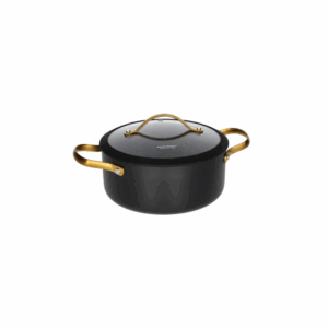 Enamel non stick cassarole pot black with lid 20cm