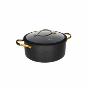 Enamel non stick cassarole pot black with lid 24cm