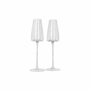 Flute clear champagne glass with stem set of 2