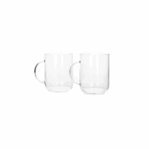 Glass mug set of 2 500ml with handle