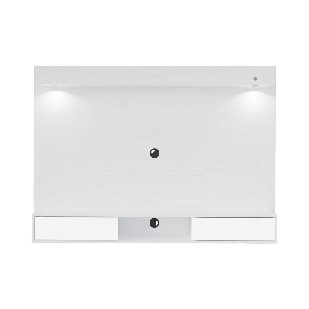 Modern 65" floating tv wall unit white with glass drawers & led lights - Image 2