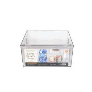Pantry transparent organizer bin with 3 adjustable dividers 30.6cm