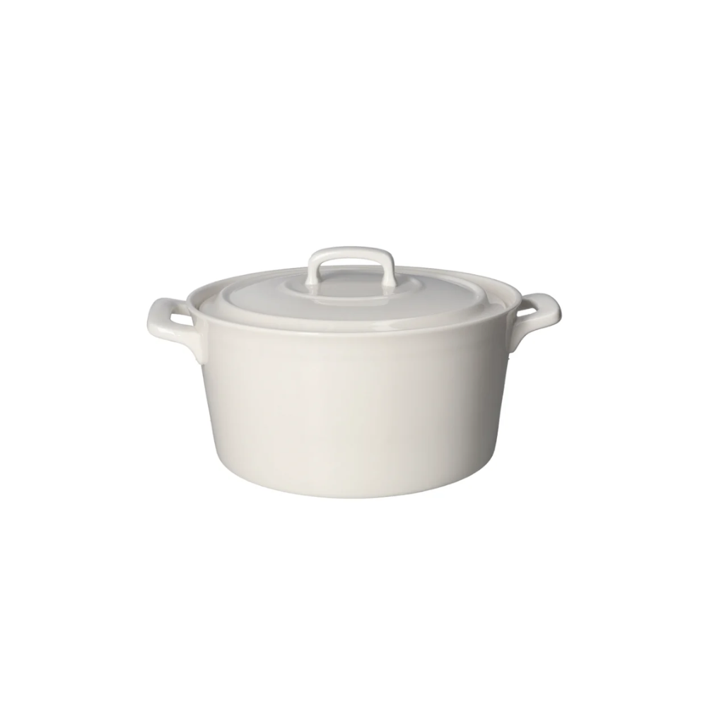 Porcelain round casserole pot white 3l