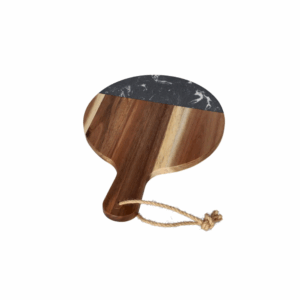 Round two-tone marble & acacia wood chopping serving board