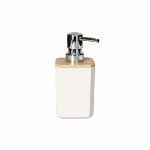 Soap dispenser acrylic white & bamboo