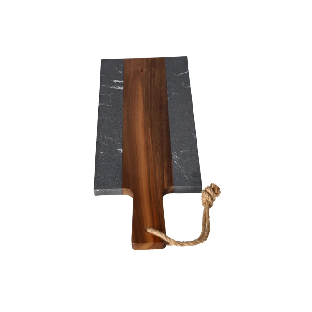 Sqaure two-tone marble & acacia wood chopping serving board