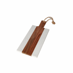 Sqaure two-tone marble & acacia wood chopping serving board