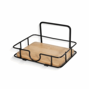 Suction soap holder 13.5cm black & bamboo