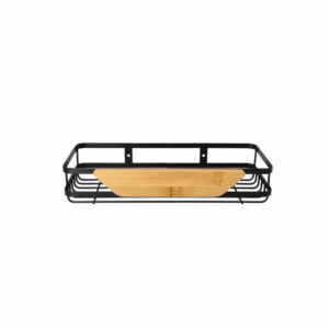 Suction storage rack 28cm black & bamboo