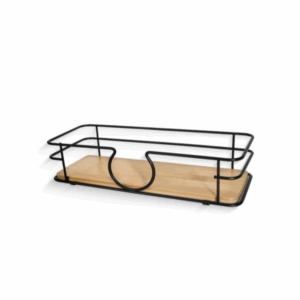 Suction storage rack 28cm black & bamboo