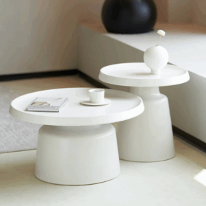 Amy round coffee tables cream (set of 2)