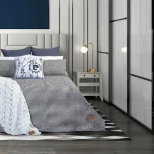 Black & white houndstooth quilt with pillowcases 240x240