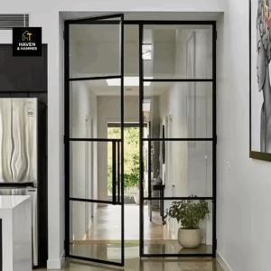 Interior or exterior glass double door installation
