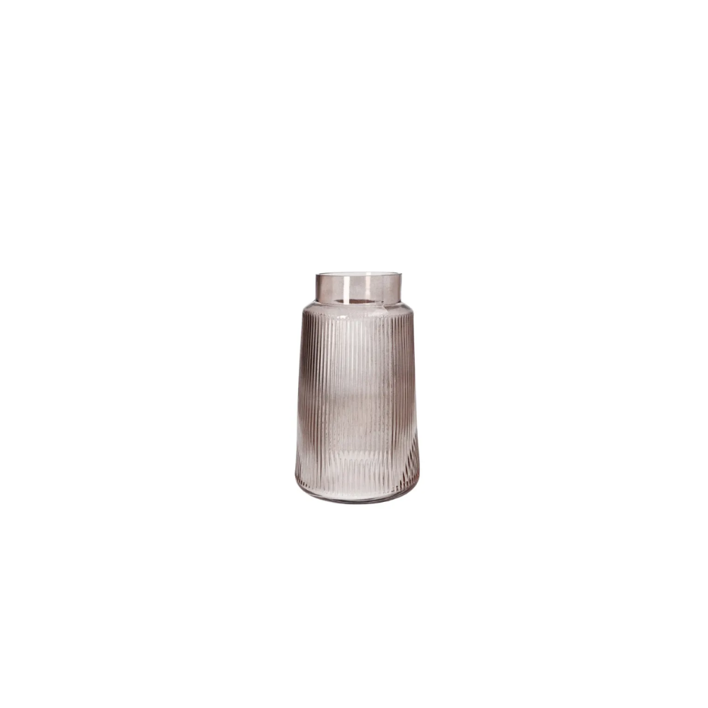 Glass retro style transparent brown vase 20.5cm