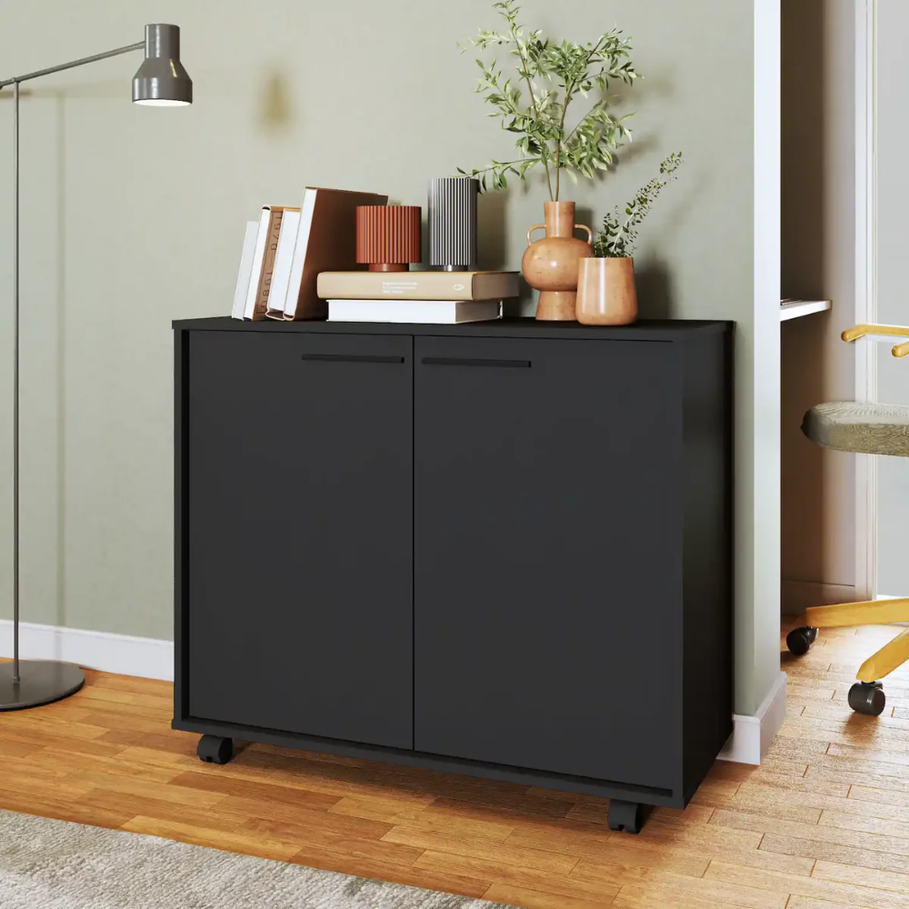 Liam sideboard with wheels black