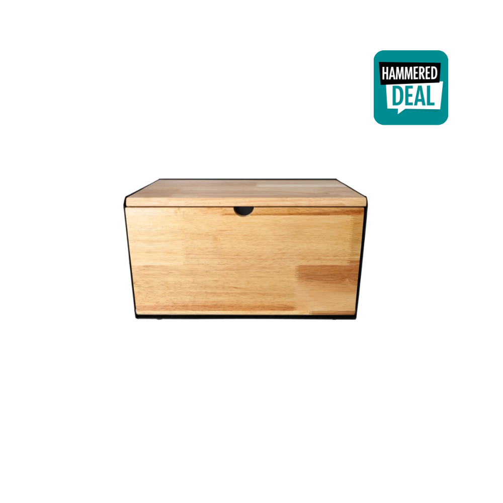 Dual opening with magnetic closure bread bin 35.6cm black & brown