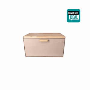 Dual opening with magnetic closure bread bin 35.6cm beige & brown