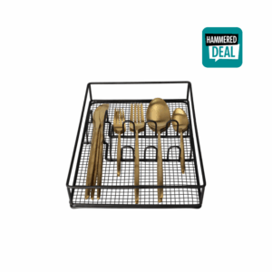21 Pc gold cutlery set with storage rack