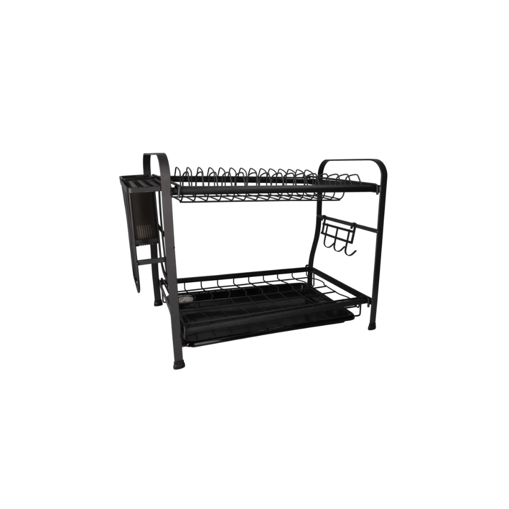 2 Tier stainless steel dish rack black 48cm