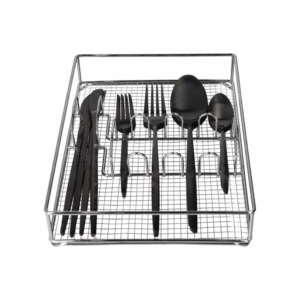 21 Pc black cutlery set with storage rack