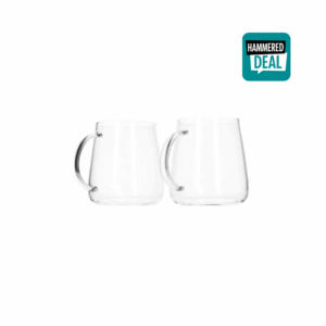 Glass mug set of 2 450ml with handle